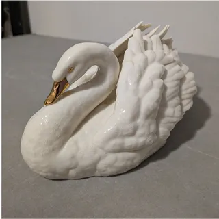 Photo of Vtg Lenox The Graceful Swan Porcelain Figurine H-5 Ivory China 24k Gold Trim 90s