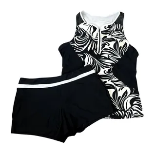 Photo of ZeroXposur Black White Swirl Tankini Womens Top Sz XXL & Swim Shorts Sz L