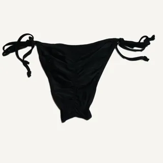 Photo of Black Side Tie Bikini Bottoms Swimwear - Adjustable Waist - Women's Size L