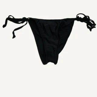 Photo of Black Side Tie Bikini Bottoms Swimwear - Adjustable Waist - Women's Size L