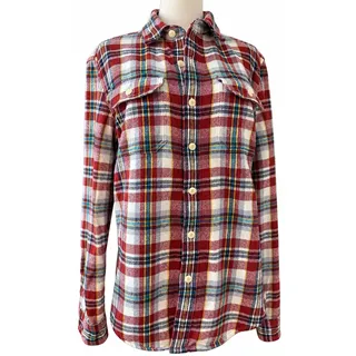 Photo of American Eagle Men’s S Red Plaid Heavyweight Flannel Shirt Women’s M Oversized NWOT