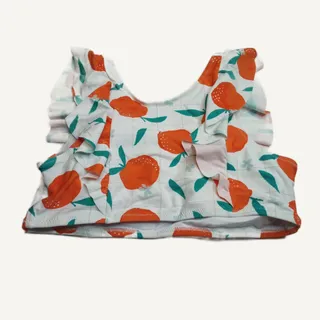 Photo of Unbranded Orange & White Ruffle Bikini Swimsuit Top - Women's Size Large NWT