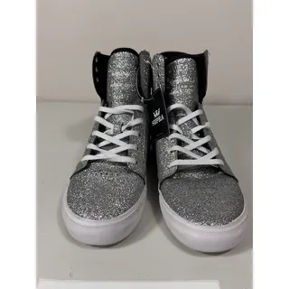 Photo of Vtg Rare Y2K Supra Skytop High Top Silver Glitter Sneakers Youth/Men’s US 5 W6.5