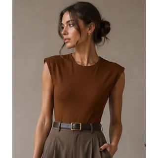 Photo of REORIA High Neck Sleeveless Bodysuit Womens M Fall Stretch Layering Minimalist