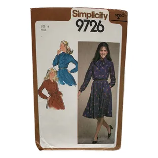 Photo of Vintage 1980 Simplicity 9726 Dress Pattern Misses Size 14 Cut Sewing Pattern Vintage Dress Pattern Simplicity Sewing Pattern Size 14
