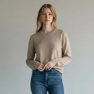 Photo of Banana Republic Lightweight Cashmere Crew-Neck Sweater Women's Sz L Beige