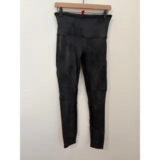 Photo of Spanx Size XL Leggings Faux Leather Black Moto Pants Shaping Stretchy Shapewear
