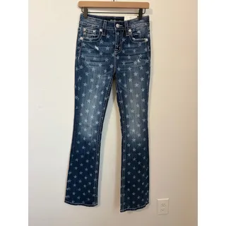 Photo of NEW Miss Me Bootcut Jeans Size 25 High Rise Boot Western Star Denim Boho Y2K
