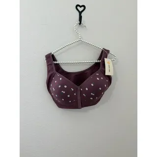 Photo of Daisy Bra Size Large Purple Front Closure Easy Snaps Wireless Floral Comfort Post Surgery