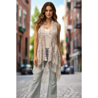 Photo of Origami Hi-Lo Lace Vest Black & White Small