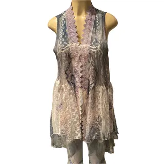 Photo of Origami Hi-Lo Lace Vest Western Small