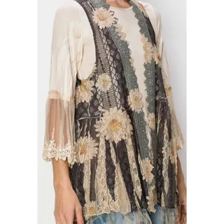 Photo of Origami Hi-Lo Lace Vest Black Daisy Small