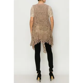 Photo of Origami Taupe Crochet Lace Vest Small/Medium