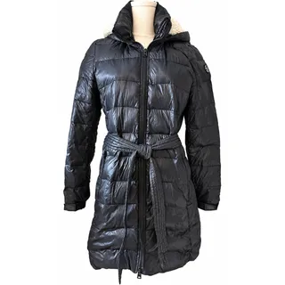 Photo of American Eagle Black Down Belted Puffer Coat Sherpa Hood Women’s Large