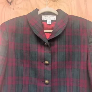 Photo of Vintage Rena Rowan For Seville Tartan Plaid Bronze Button Blazer Women's 12