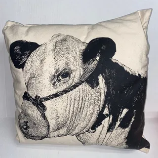 Photo of Eric & Christopher: Large Cow #3 Cotton Canvas Pillow 18" x 18"