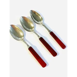 Photo of Vintage Apple Red Bakelite Tablespoons Set of 3 Stainless Flatware 7.5"
