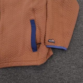 Photo of Chubbies Jacket Mens Large Brown Quilted Full Zip Woodchuck Herringbone Jersey