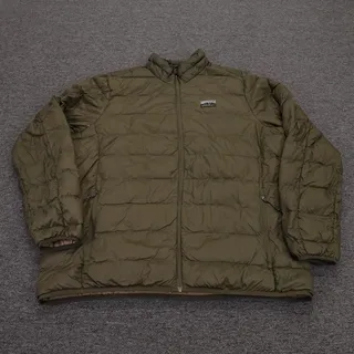 Photo of Eddie Bauer Jacket Mens XL Green Down Puffer Quilted Full Zip Nylon Lightweight