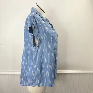Photo of Style & Co Plus Size 1X Chambray Top Southwest Western Button Up Short Sleeve