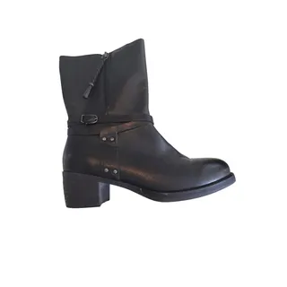 Photo of Tara M Dinah Black Leather Mid-calf Moto Boot
