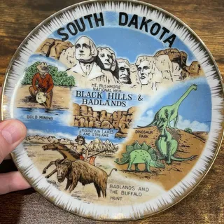 Photo of South Dakota Souvenir Plate 6" Hanging Blackland Hills Badlands Painted Travel