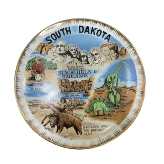 Photo of South Dakota Souvenir Plate 6" Hanging Blackland Hills Badlands Painted Travel
