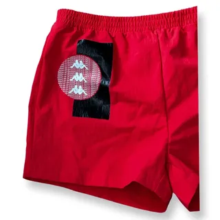 Photo of Kappa Boys Swim Trunks Red Colorblock Elastic Waist Lined Mesh Pocket 12 New
