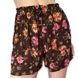 Photo of DR2 By Daniel Rainn Culottes Shorts Side Pocket Drawstring Floral Brown W L NWT