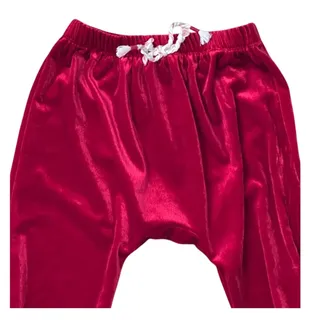 Photo of Peek Jogger Pants Pull On Velour Fabric Drawstring Red & White Baby 12-18M NWT