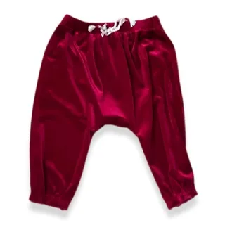 Photo of Peek Jogger Pants Pull On Velour Fabric Drawstring Red & White Baby 12-18M NWT