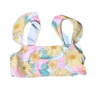 Photo of Billabong Bralette Bikini Top Ruffle Straps Square Neck Floral Multicolor G 10
