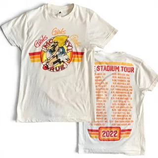 Photo of Motley Crüe 2022 Stadium Tour Girls Girls Girls White Band Tee Size Small