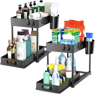 Photo of 2 Pack Under Sink Organizer with Drawer