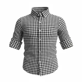 Photo of Kellys Kids Boys Black White Gingham Button Down Shirt Long Sleeve Size 4

