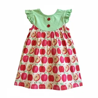 Photo of Kelly’s Kids Girls Apple Print Outfit Size XL Toddler Green Ruffle Top Shorts 2-Piece Set
