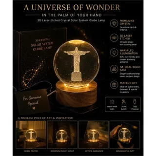 Photo of Laser Etched Crystal Ball LED Stand -Christ