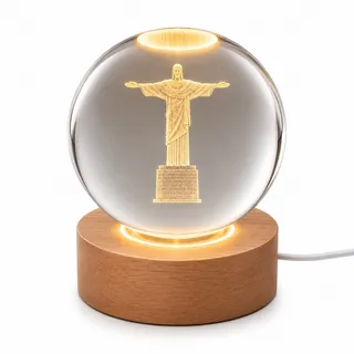 Photo of Laser Etched Crystal Ball LED Stand -Christ