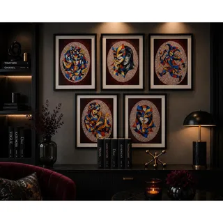 Photo of Set of 5 - Masquerade Series 8"x10" Wall Art