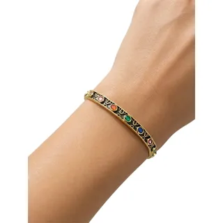 Photo of Gold Ladies Bangel Bracelet with Rainbow Gems