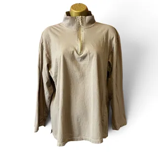 Photo of Zebo Rainbow Organic Cotton Quarter Zip Pullover Beige Vintage USA Made Rare
