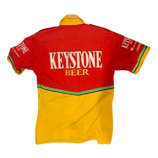 Photo of Walley Dallenbach Jr. NASCAR Race Used Pit Crew Shirt & Pants - Keystone Beer