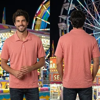 Photo of Perry Ellis Shirt Red Pima Cotton Short Sleeve Casual Golf Polo Mens XL 46 48