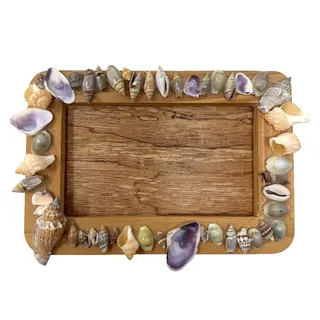 Photo of Vintage Handmade Seashell Wooden Picture Frame Coastal Beach Decor 7x5