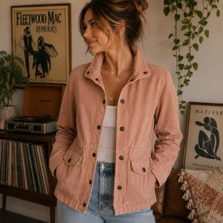 Photo of Lucky Brand Utility Jacket Small Casual Boho Safari Chore Jacket Blush NWOT