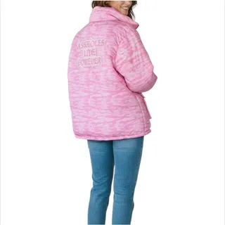 Photo of ASSHOLES LIVE FOREVER Tiger Camo Embroidery Puffer Jacket Sz M Pink Rare City 