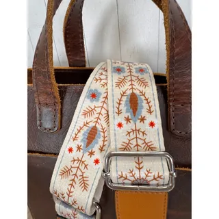 Photo of Brown Neutral Flower Purse Strap Tan Crossbody Boho Purse Strap Silver