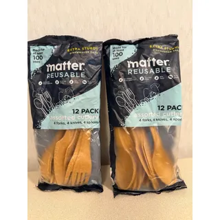 Photo of Matter Reusable Cutlery 24 Piece Forks Knives Spoons 2 Packs Dishwasher Safe