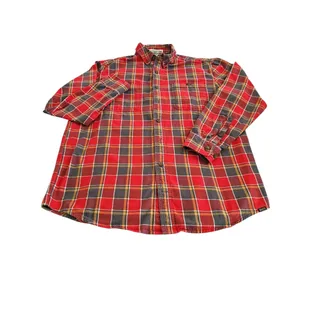 Photo of Duluth Trading Co Men's L Tall Free Swingin Flannel Red Plaid Relaxed Fit Shirt