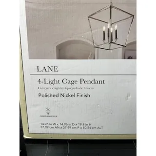 Photo of allen + roth Lane 4-Light Cage Pendant Polished Nickel #6021358 NEW